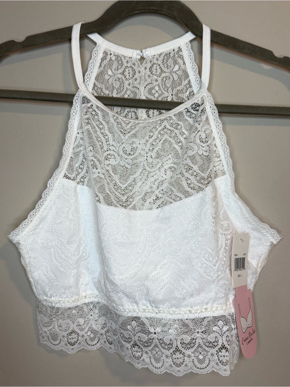 White Lace Halter Bralette sz Large